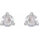 Sterling Silver 0.25 Carat Rose Cut Natural Diamond 3 Prong Claw Earrings