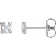 Sterling Silver 0.16 Carat Rose Cut Natural Diamond 4 Prong Claw Earrings