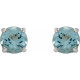 14 Karat White Gold 5 mm Natural Aquamarine Floral Earrings