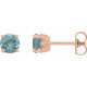 14 Karat Rose Gold 4 mm Natural Aquamarine Floral Earrings