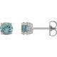 Sterling Silver 6 mm  Natural Aquamarine Floral Earrings