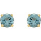 14 Karat Yellow Gold 6 mm Natural Aquamarine Floral Earrings