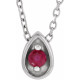 14 Karat White Gold 2 mm Ruby Teardrop 16 inch Necklace