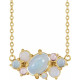 14 Karat Yellow Gold Natural Multi-Gemstone Scattered 16 inch Necklace