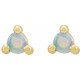 14 Karat Yellow Gold 2 mm Round Natural White Opal Earrings