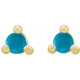 14 Karat Yellow Gold 2 mm Round Natural Turquoise Earrings