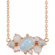 14K Rose Natural Multi-Gemstone Scattered 16 inch Necklace