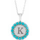Platinum Natural Turquoise Engravable Halo-Style 16-18" Necklace