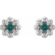 Platinum Natural Alexandrite Petite Flower Beaded Earrings