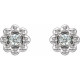 Platinum Natural .06 Carat Diamond Petite Flower Beaded Earrings