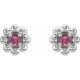 Sterling Silver Natural Pink Tourmaline Petite Flower Beaded Earrings