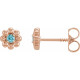 14 Karat Rose Gold Natural Blue Zircon Petite Flower Beaded Earrings