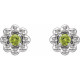 Platinum Natural Peridot Petite Flower Beaded Earrings