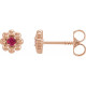 14 Karat Rose Gold Natural Ruby Petite Flower Beaded Earrings