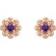 14 Karat Rose Gold Natural Amethyst Petite Flower Beaded Earrings