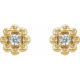 14 Karat Yellow Gold .06 Carat Natural Diamond Petite Flower Beaded Earrings