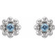 Platinum Natural Aquamarine Petite Flower Beaded Earrings