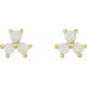 14 Karat Yellow Gold White Opal Three Stone Cabochon Earrings