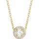 14 Karat Yellow Gold 0.12 CRose-Cut Natural Diamond Halo Style 16 inch Necklace