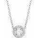 Sterling Silver 0.37 CRose-Cut Natural Diamond Halo Style 16 inch Necklace