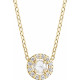 14 Karat Yellow Gold 0.20 CRose-Cut Natural Diamond Halo Style 16 inch Necklace