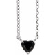 Platinum Natural Black Onyx Heart 16 inch Necklace