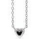 Platinum Natural Black Onyx Heart 16 inch Necklace