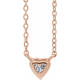 14 Karat Rose Gold White Sapphire Heart 16 inch Necklace