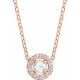 14 Karat Rose Gold 0.20 Carat Rose Cut  Diamond Halo Style 16 inch Necklace
