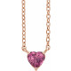 14 Karat Rose Gold Pink Tourmaline Heart 16 18 inch Necklace