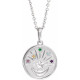 Sterling Silver Petite Multi-Gemstone Celestial Coin 18 inch Necklace