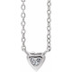 Platinum Natural White Sapphire Heart 16 inch Necklace