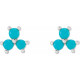 Platinum Turquoise Three Stone Cabochon Earrings