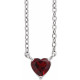 14K White Natural Mozambique Garnet Heart 16-18" Necklace 