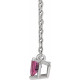 14 Karat White Gold Pink Tourmaline Heart 16 inch Necklace