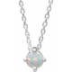 Platinum  White Opal Cabochon 16 inch Necklace