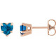 14 Karat Rose Gold Natural London Blue Topaz Stud Earring