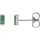 14 Karat White Gold Natural Green Tourmaline Channel Set Earrings