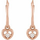 14 Karat Rose Gold .06 Carat Natural Diamond Heart Hoop Earrings