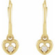 14 Karat Yellow Gold .06 Carat Natural Diamond Heart Hoop Earrings