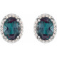 Platinum 5x3 mm Lab Grown Alexandrite and .04 Carat Natural Diamond Halo Style Earring