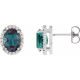 Sterling Silver 5x3 mm Lab Grown Alexandrite and .04 Carat Natural Diamond Halo Style Earring
