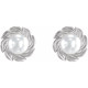 Platinum Cultured White Akoya Pearl Leaf Earrings