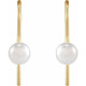 14 Karat Yellow Gold Cultured White Akoya Pearl Wire Earrings