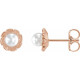14 Karat Rose Gold Cultured White Akoya Pearl Leaf Earrings