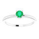 Sterling Silver 4 mm Natural Emerald Gemstone Ring