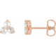 14 Karat Rose Gold 0.50 Carat Rose Cut Natural Diamond Three Stone Earrings