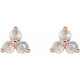 14 Karat Rose Gold 0.13 Carat Rose Cut Natural Diamond Three Stone Earrings