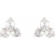 14 Karat White Gold 0.50 Carat Rose Cut Natural Diamond Three Stone Earrings