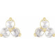 14 Karat Yellow Gold 0.25 Carat Rose Cut Natural Diamond Three Stone Earrings